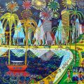 fuochi d'artificio arte naif quadri paesaggi opere raphael perez pittore artista israeliano